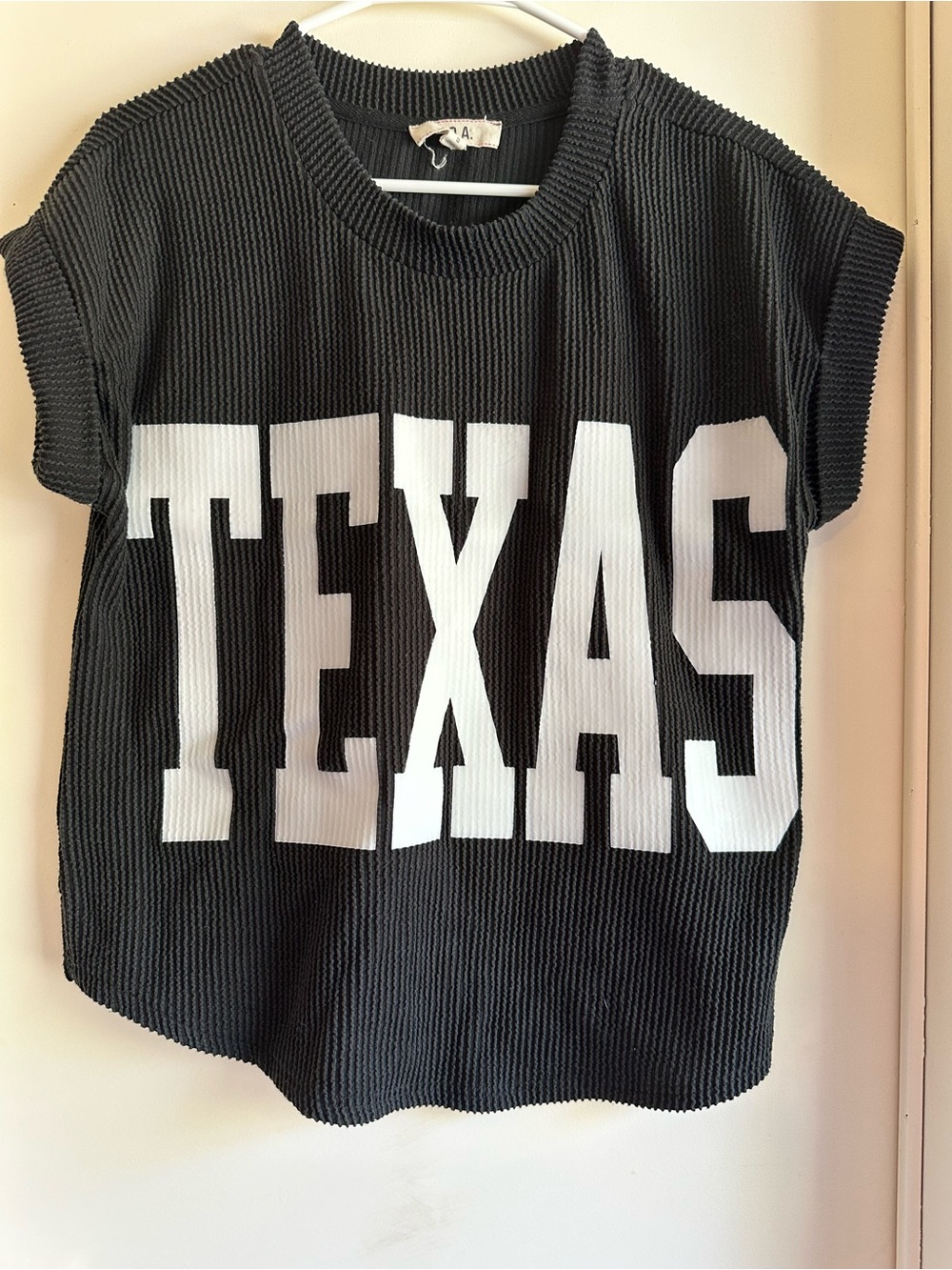 J.O.A. Black Ribbed Knit Crewneck Tee
